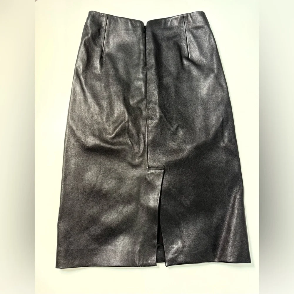 Derek Lam 10 Crosby Lambskin Leather Pencil Skirt Black 90s fashion vibe